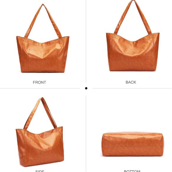 Large Shoulder Tote Women PU Leather Spacious Travel Work Hobo Bag - Picture 5 of 9